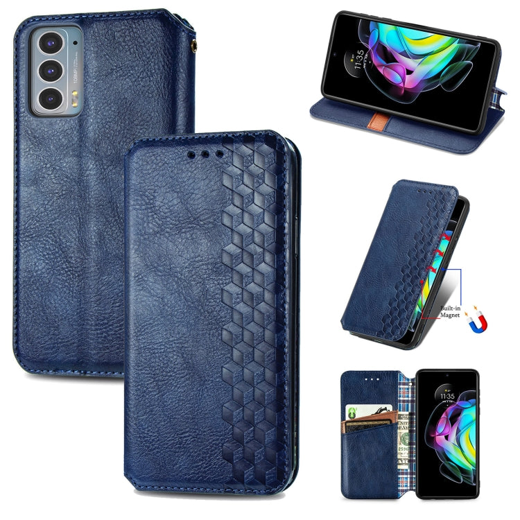 For Motorola Edge 20 Cubic Grid Pressed Horizontal Flip Magnetic PU Leather Case with Holder & Card Slots & Wallet