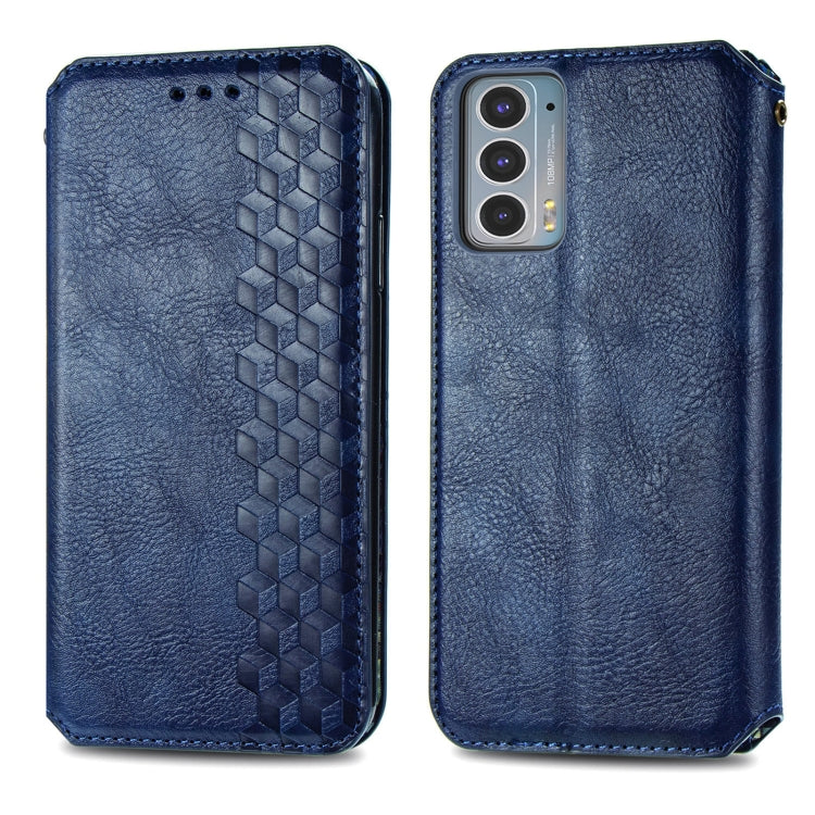 For Motorola Edge 20 Cubic Grid Pressed Horizontal Flip Magnetic PU Leather Case with Holder & Card Slots & Wallet