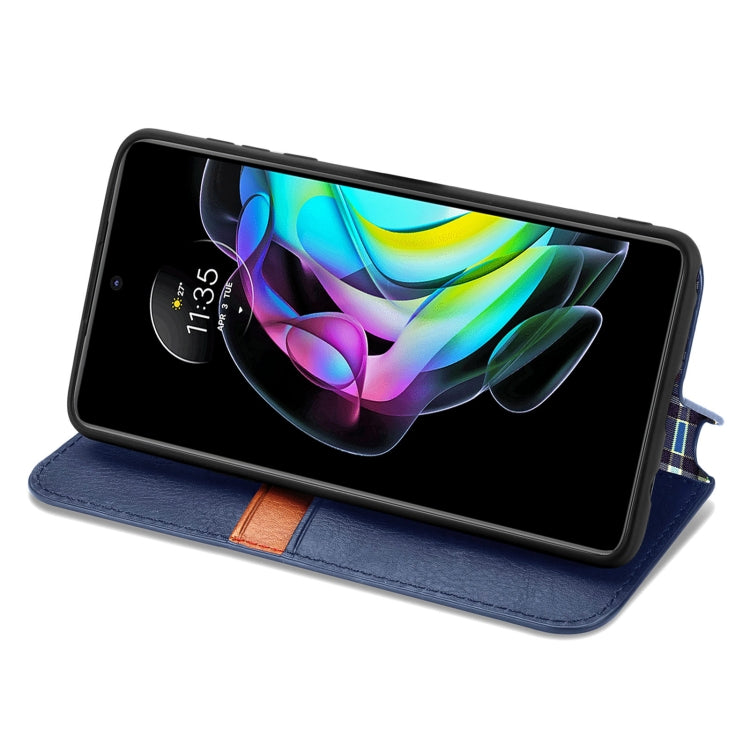 For Motorola Edge 20 Cubic Grid Pressed Horizontal Flip Magnetic PU Leather Case with Holder & Card Slots & Wallet