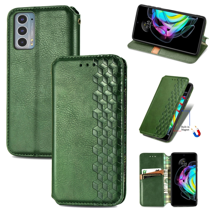 For Motorola Edge 20 Cubic Grid Pressed Horizontal Flip Magnetic PU Leather Case with Holder & Card Slots & Wallet