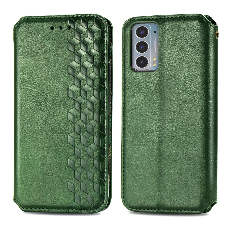 For Motorola Edge 20 Cubic Grid Pressed Horizontal Flip Magnetic PU Leather Case with Holder & Card Slots & Wallet