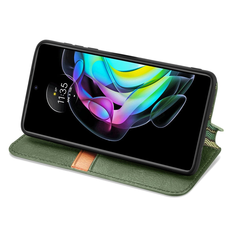 For Motorola Edge 20 Cubic Grid Pressed Horizontal Flip Magnetic PU Leather Case with Holder & Card Slots & Wallet