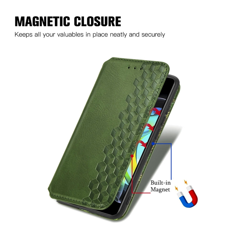 For Motorola Edge 20 Cubic Grid Pressed Horizontal Flip Magnetic PU Leather Case with Holder & Card Slots & Wallet