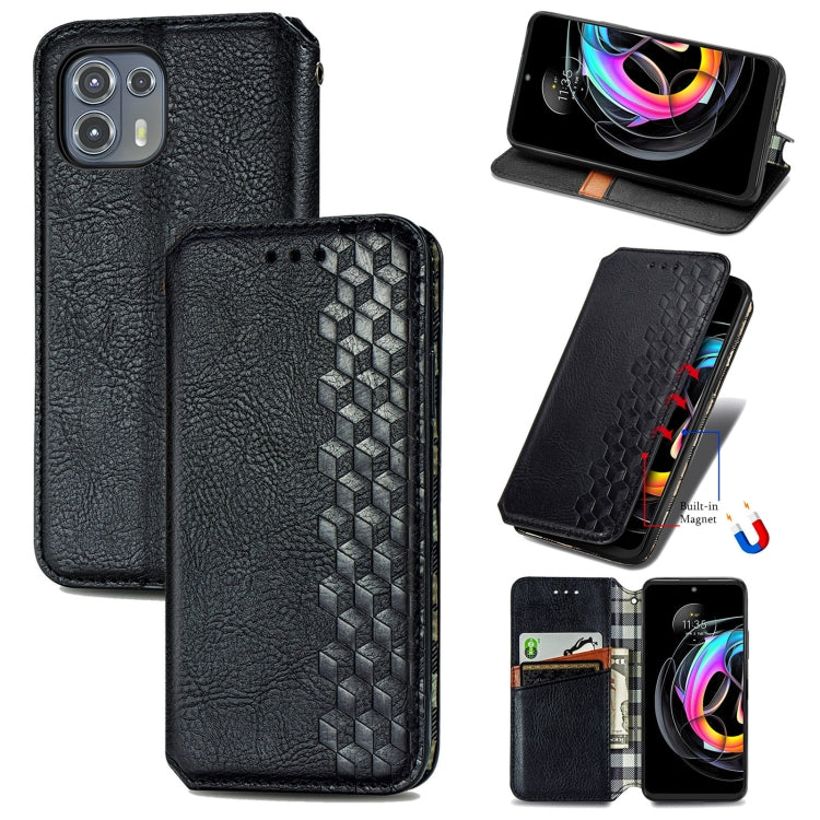 For Motorola Edge 20 Lite Cubic Grid Pressed Horizontal Flip Magnetic PU Leather Case with Holder & Card Slots & Wallet