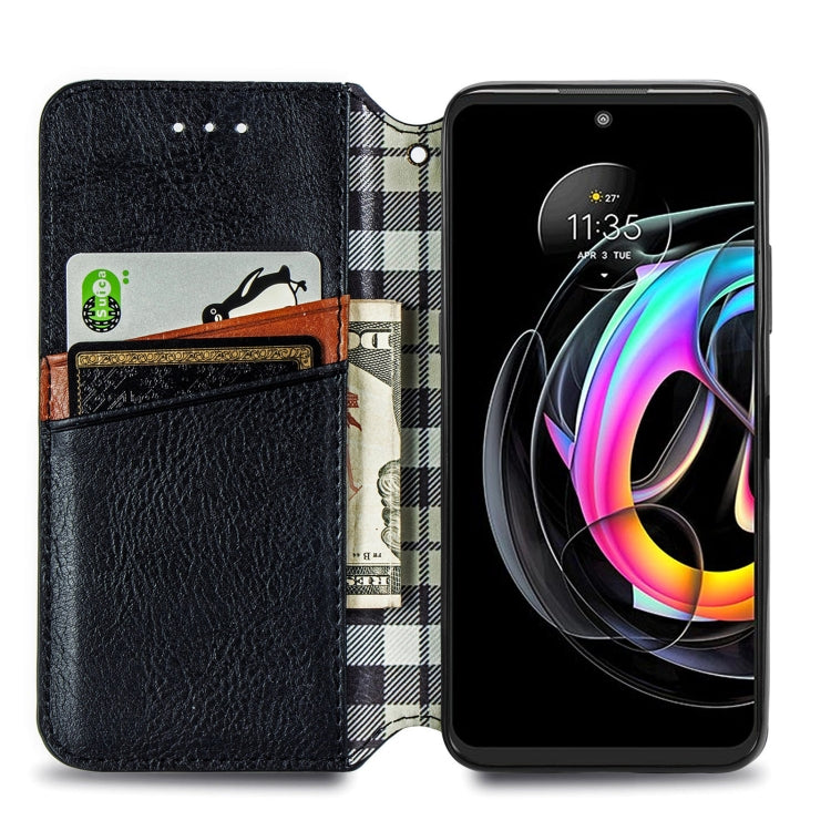 For Motorola Edge 20 Lite Cubic Grid Pressed Horizontal Flip Magnetic PU Leather Case with Holder & Card Slots & Wallet