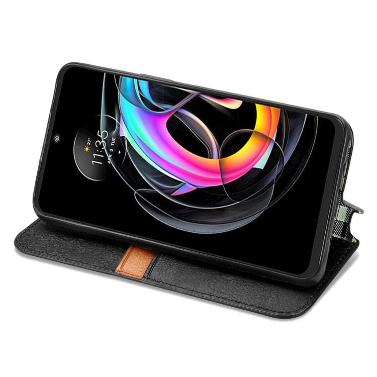 For Motorola Edge 20 Lite Cubic Grid Pressed Horizontal Flip Magnetic PU Leather Case with Holder & Card Slots & Wallet