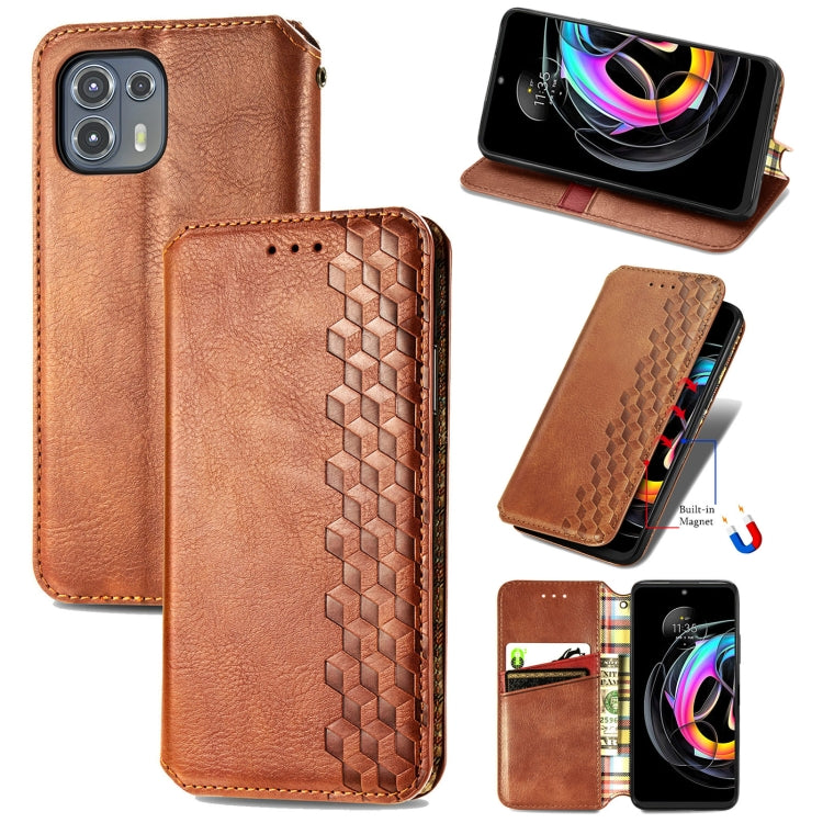 For Motorola Edge 20 Lite Cubic Grid Pressed Horizontal Flip Magnetic PU Leather Case with Holder & Card Slots & Wallet