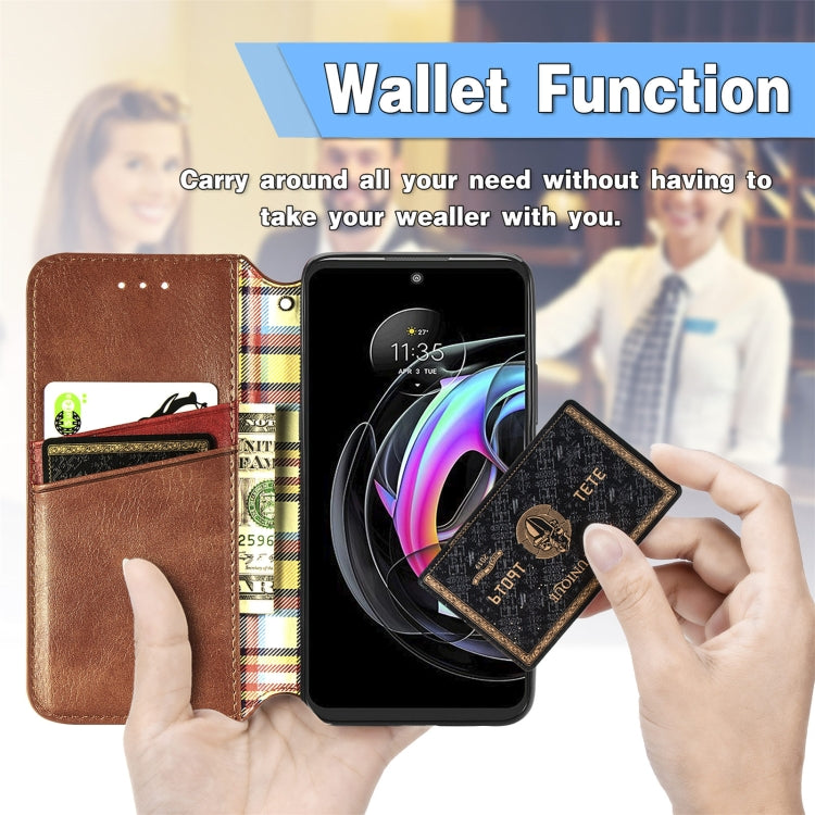 For Motorola Edge 20 Lite Cubic Grid Pressed Horizontal Flip Magnetic PU Leather Case with Holder & Card Slots & Wallet