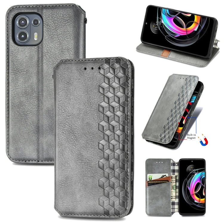 For Motorola Edge 20 Lite Cubic Grid Pressed Horizontal Flip Magnetic PU Leather Case with Holder & Card Slots & Wallet