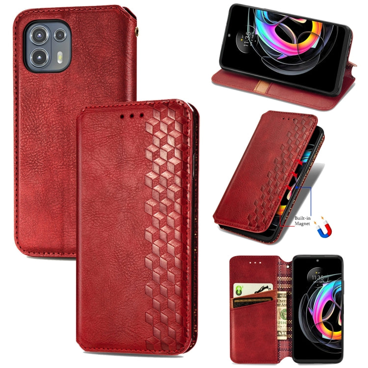 For Motorola Edge 20 Lite Cubic Grid Pressed Horizontal Flip Magnetic PU Leather Case with Holder & Card Slots & Wallet