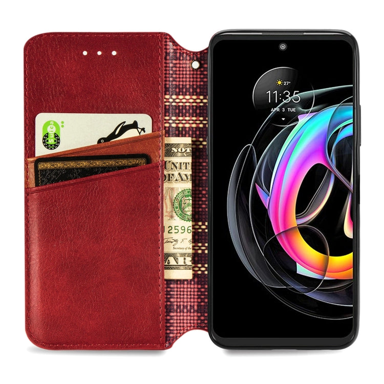 For Motorola Edge 20 Lite Cubic Grid Pressed Horizontal Flip Magnetic PU Leather Case with Holder & Card Slots & Wallet