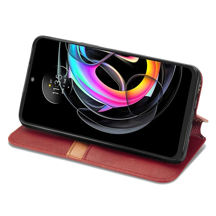 For Motorola Edge 20 Lite Cubic Grid Pressed Horizontal Flip Magnetic PU Leather Case with Holder & Card Slots & Wallet