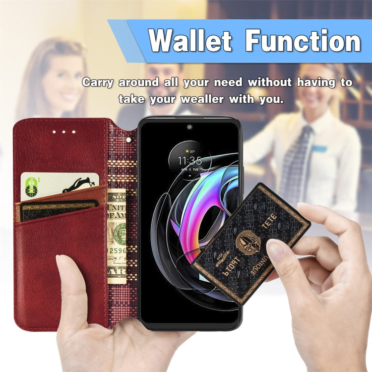 For Motorola Edge 20 Lite Cubic Grid Pressed Horizontal Flip Magnetic PU Leather Case with Holder & Card Slots & Wallet