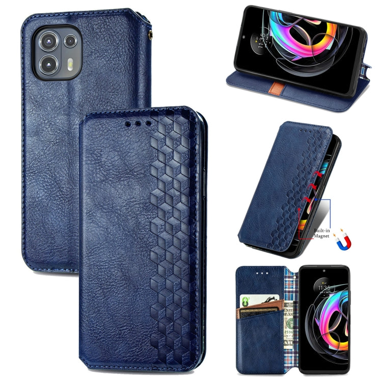 For Motorola Edge 20 Lite Cubic Grid Pressed Horizontal Flip Magnetic PU Leather Case with Holder & Card Slots & Wallet