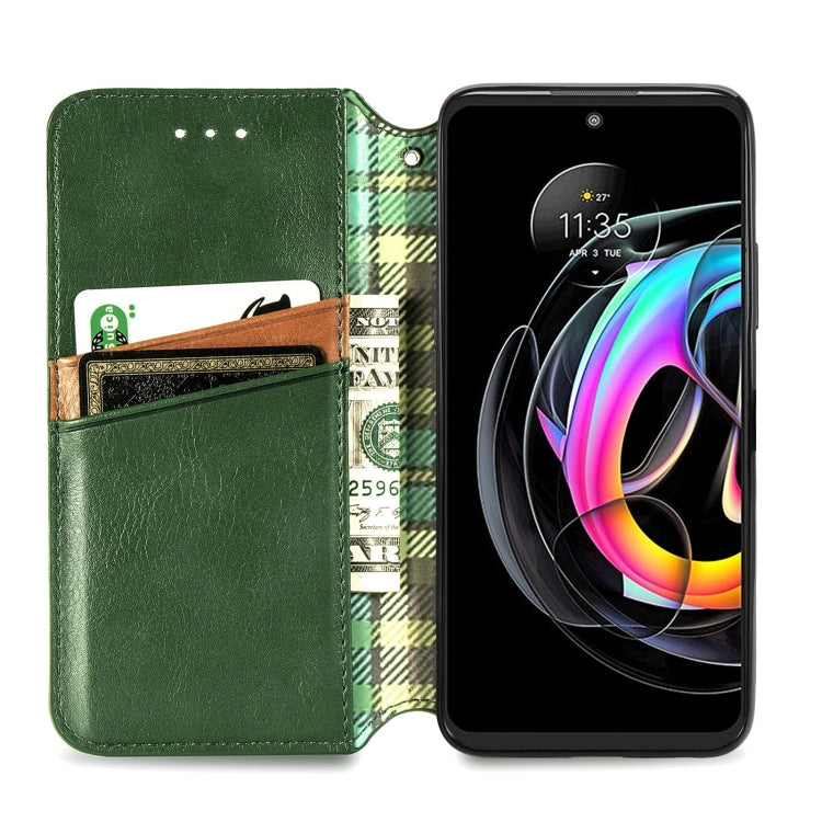 For Motorola Edge 20 Lite Cubic Grid Pressed Horizontal Flip Magnetic PU Leather Case with Holder & Card Slots & Wallet
