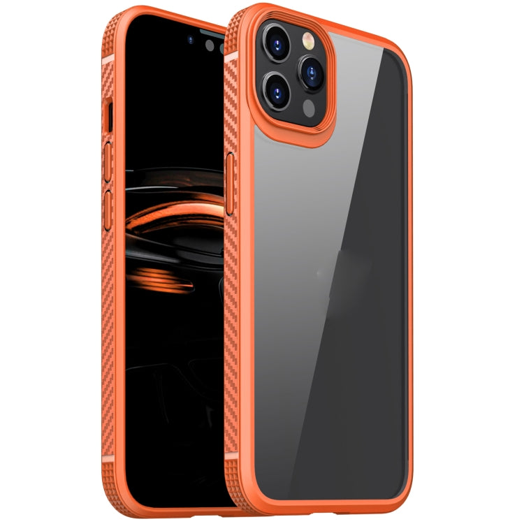 For iPhone 12 / 12 Pro MG Series Carbon Fiber TPU + Clear PC Four-corner Airbag Shockproof Case