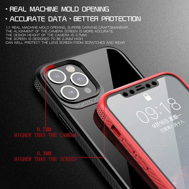 For iPhone 12 / 12 Pro MG Series Carbon Fiber TPU + Clear PC Four-corner Airbag Shockproof Case