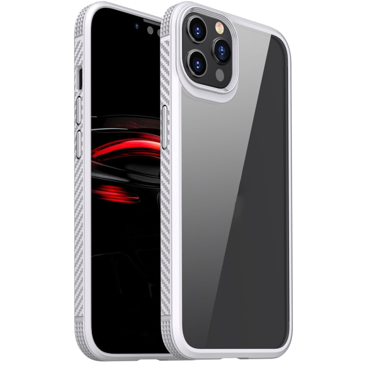 For iPhone 12 Pro Max MG Series Carbon Fiber TPU + Clear PC Four-corner Airbag Shockproof Case