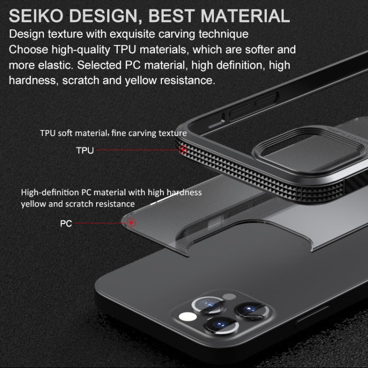 For iPhone 12 Pro Max MG Series Carbon Fiber TPU + Clear PC Four-corner Airbag Shockproof Case