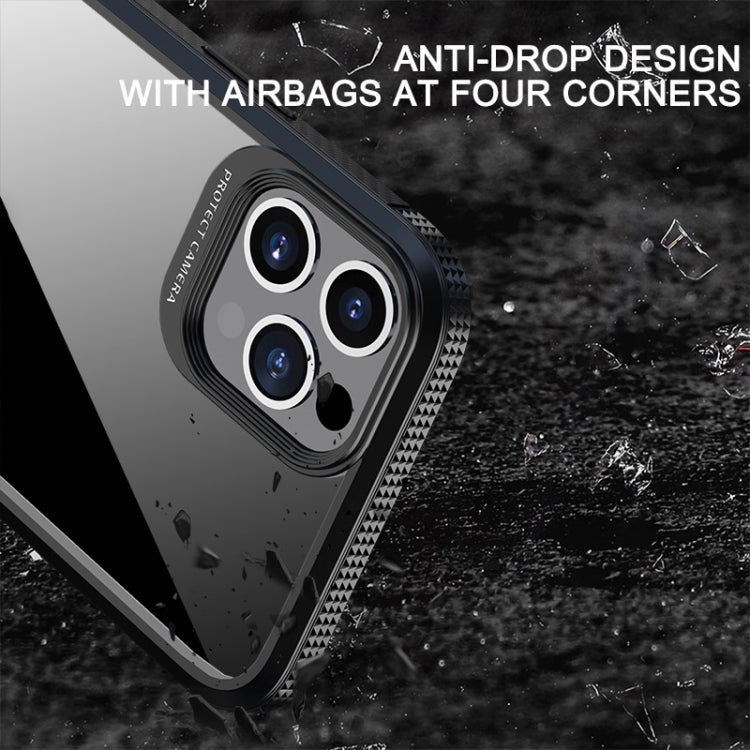 For iPhone 12 Pro Max MG Series Carbon Fiber TPU + Clear PC Four-corner Airbag Shockproof Case