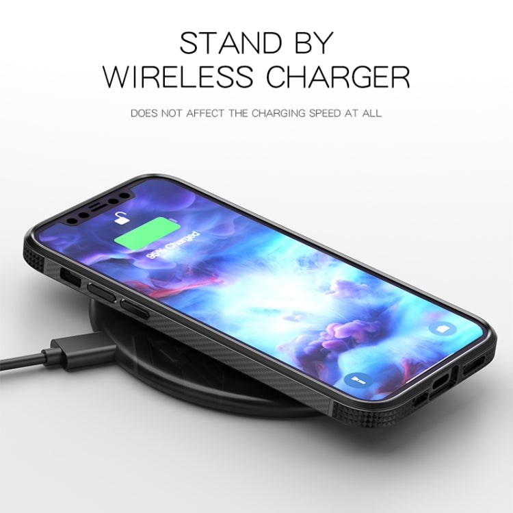 For iPhone 12 Pro Max MG Series Carbon Fiber TPU + Clear PC Four-corner Airbag Shockproof Case
