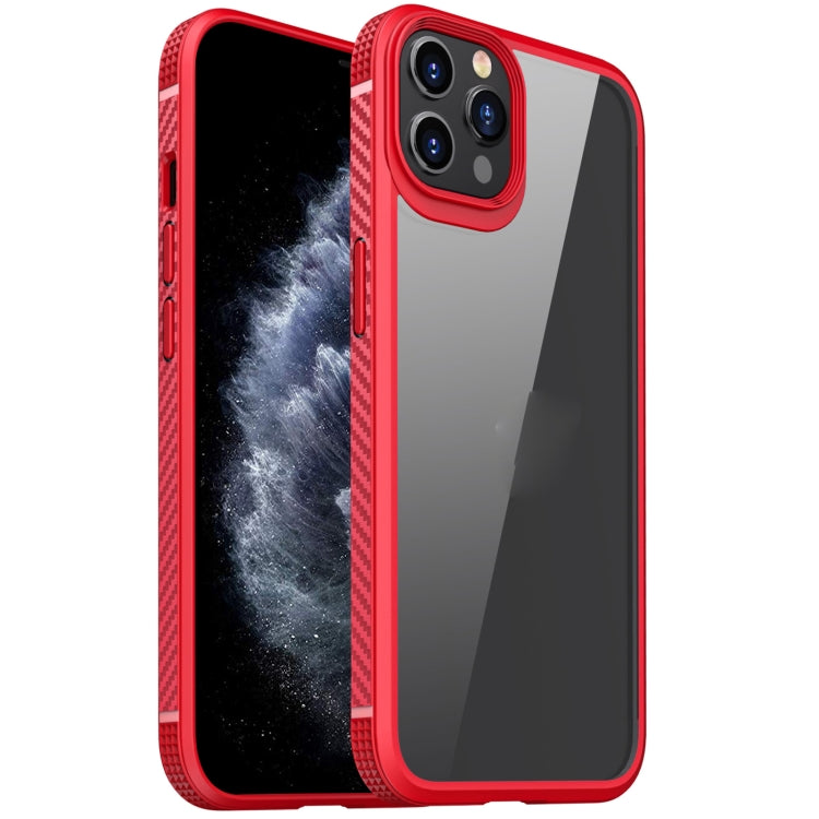 For iPhone 11 Pro MG Series Carbon Fiber TPU + Clear PC Four-corner Airbag Shockproof Case