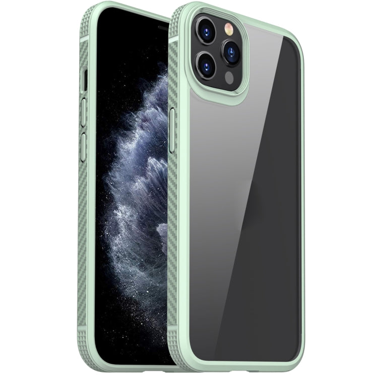 For iPhone 11 Pro MG Series Carbon Fiber TPU + Clear PC Four-corner Airbag Shockproof Case