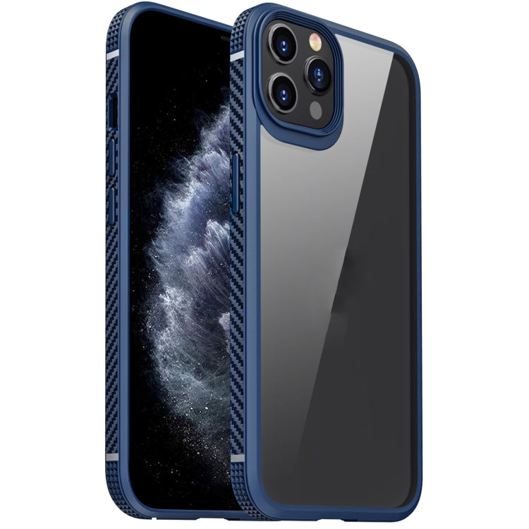 For iPhone 11 Pro MG Series Carbon Fiber TPU + Clear PC Four-corner Airbag Shockproof Case