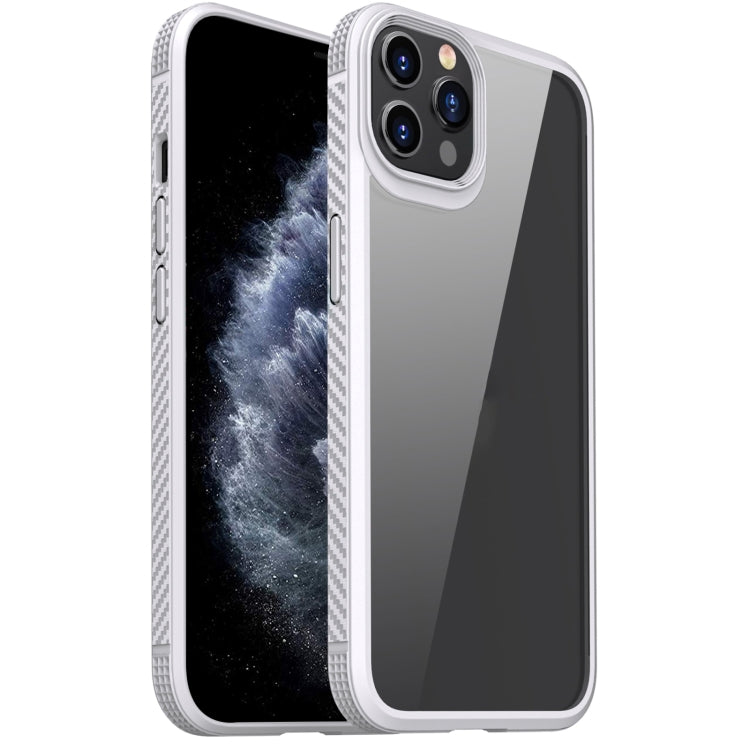 For iPhone 11 Pro MG Series Carbon Fiber TPU + Clear PC Four-corner Airbag Shockproof Case