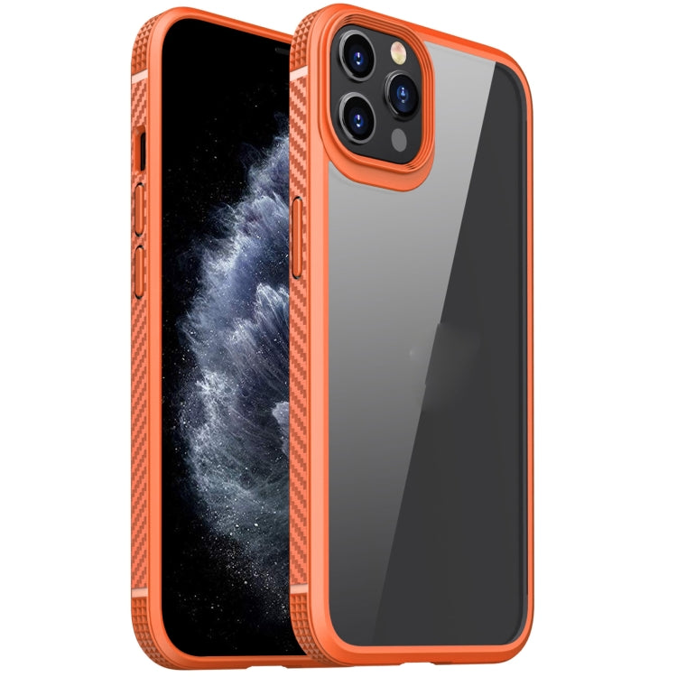 For iPhone 11 Pro MG Series Carbon Fiber TPU + Clear PC Four-corner Airbag Shockproof Case