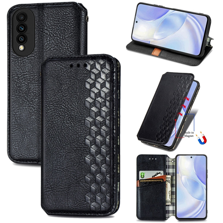 For Huawei nova 8 SE Youth Cubic Grid Pressed Horizontal Flip Magnetic PU Leather Case with Holder & Card Slots & Wallet