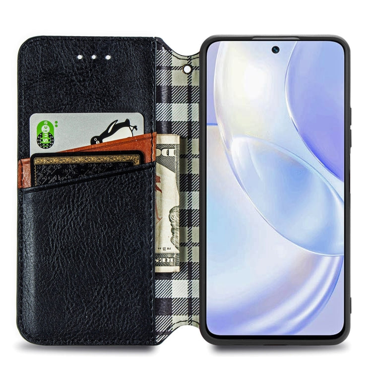 For Huawei nova 8 SE Youth Cubic Grid Pressed Horizontal Flip Magnetic PU Leather Case with Holder & Card Slots & Wallet
