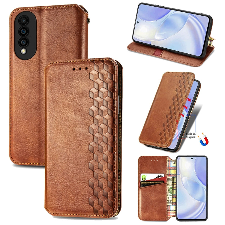 For Huawei nova 8 SE Youth Cubic Grid Pressed Horizontal Flip Magnetic PU Leather Case with Holder & Card Slots & Wallet