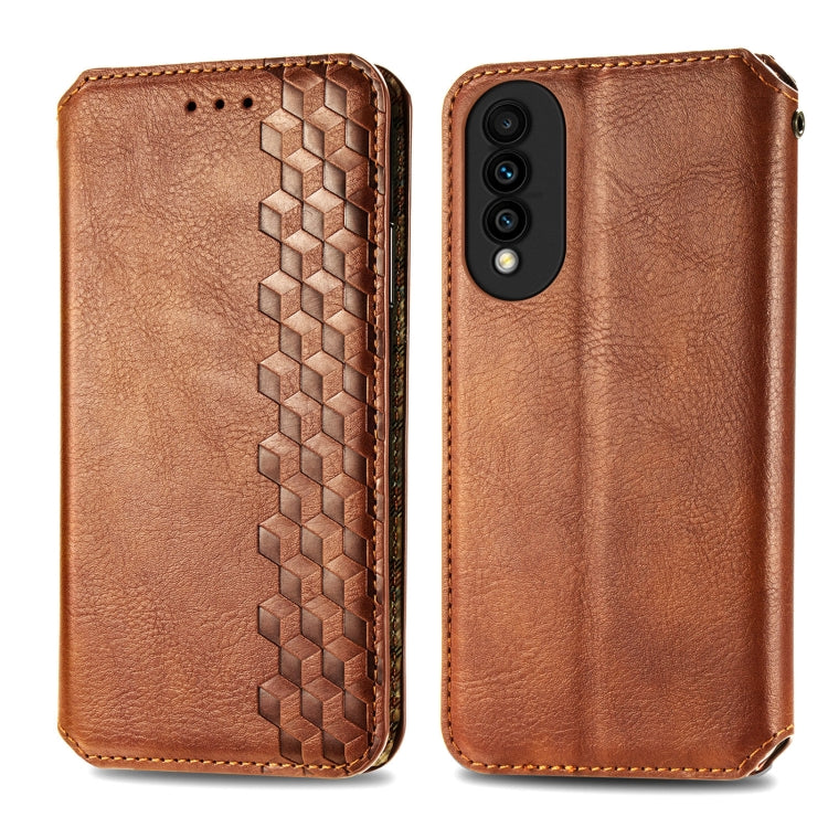 For Huawei nova 8 SE Youth Cubic Grid Pressed Horizontal Flip Magnetic PU Leather Case with Holder & Card Slots & Wallet