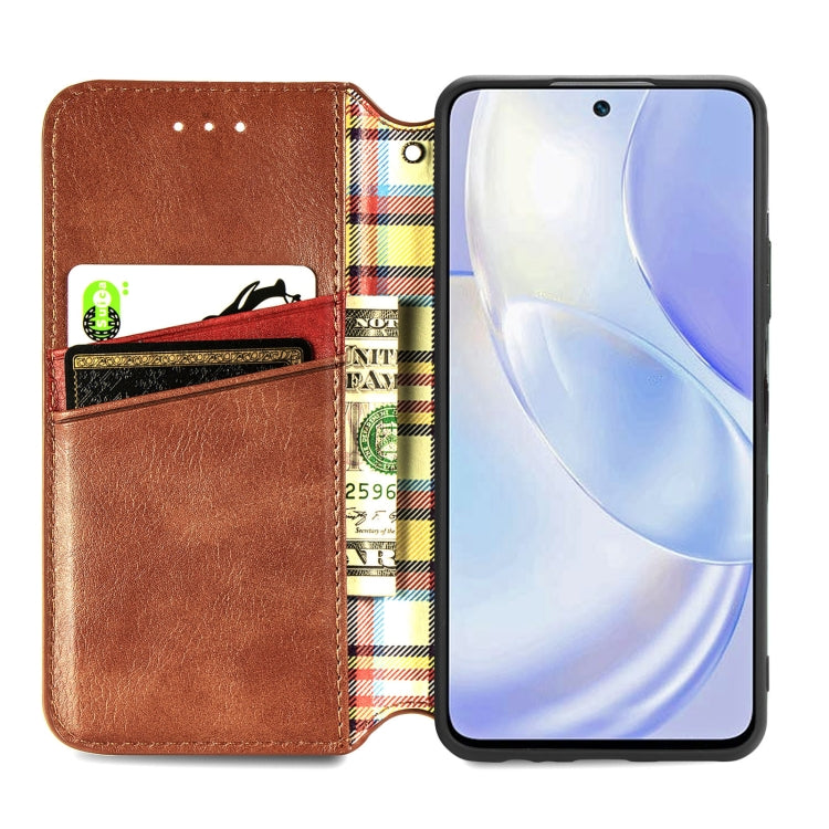 For Huawei nova 8 SE Youth Cubic Grid Pressed Horizontal Flip Magnetic PU Leather Case with Holder & Card Slots & Wallet
