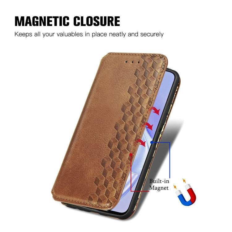 For Huawei nova 8 SE Youth Cubic Grid Pressed Horizontal Flip Magnetic PU Leather Case with Holder & Card Slots & Wallet