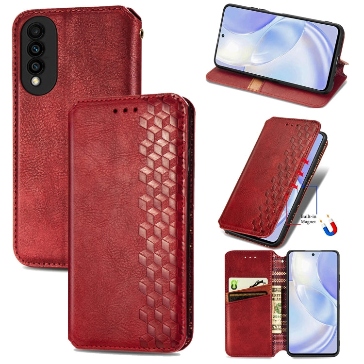 For Huawei nova 8 SE Youth Cubic Grid Pressed Horizontal Flip Magnetic PU Leather Case with Holder & Card Slots & Wallet