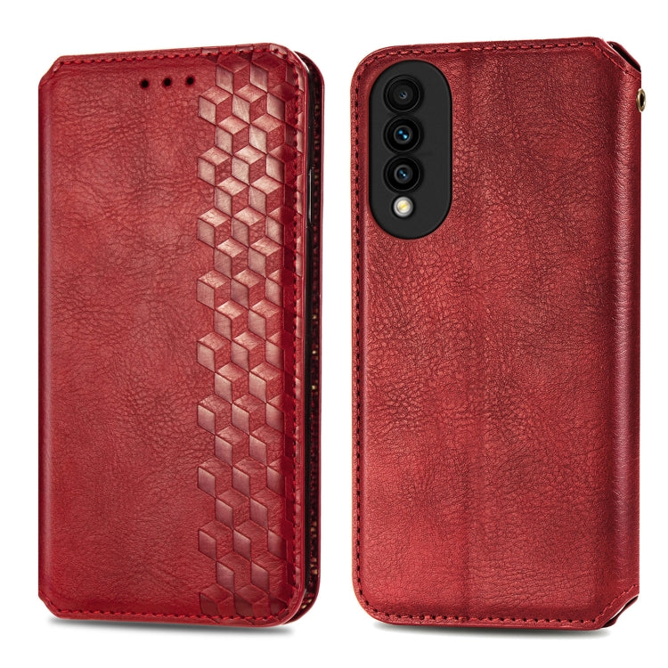 For Huawei nova 8 SE Youth Cubic Grid Pressed Horizontal Flip Magnetic PU Leather Case with Holder & Card Slots & Wallet