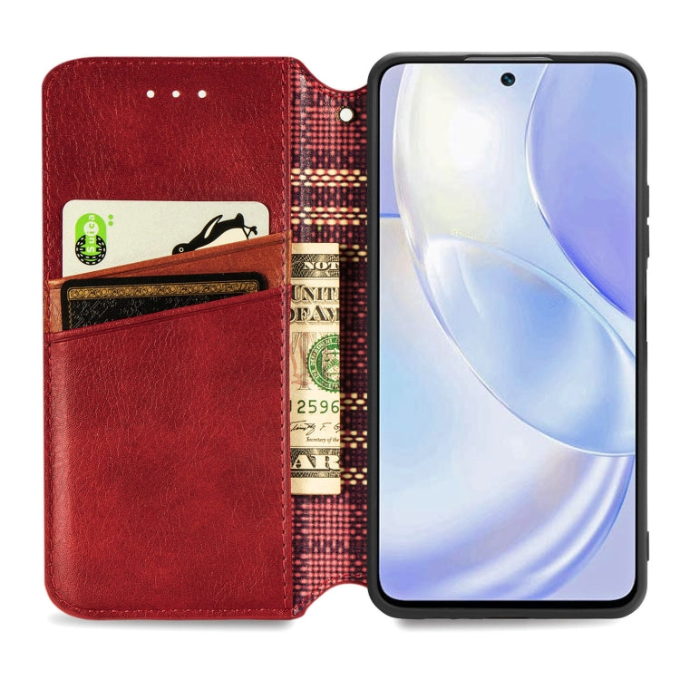 For Huawei nova 8 SE Youth Cubic Grid Pressed Horizontal Flip Magnetic PU Leather Case with Holder & Card Slots & Wallet