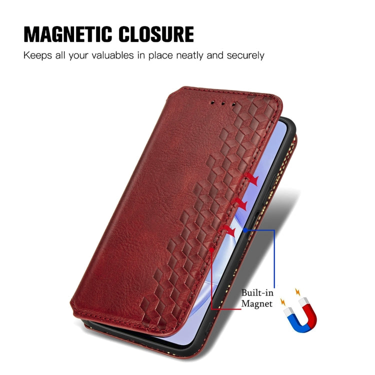 For Huawei nova 8 SE Youth Cubic Grid Pressed Horizontal Flip Magnetic PU Leather Case with Holder & Card Slots & Wallet
