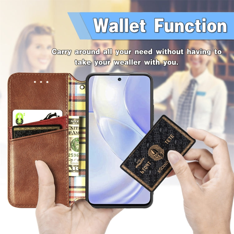 For Huawei nova 8 SE Youth Cubic Grid Pressed Horizontal Flip Magnetic PU Leather Case with Holder & Card Slots & Wallet