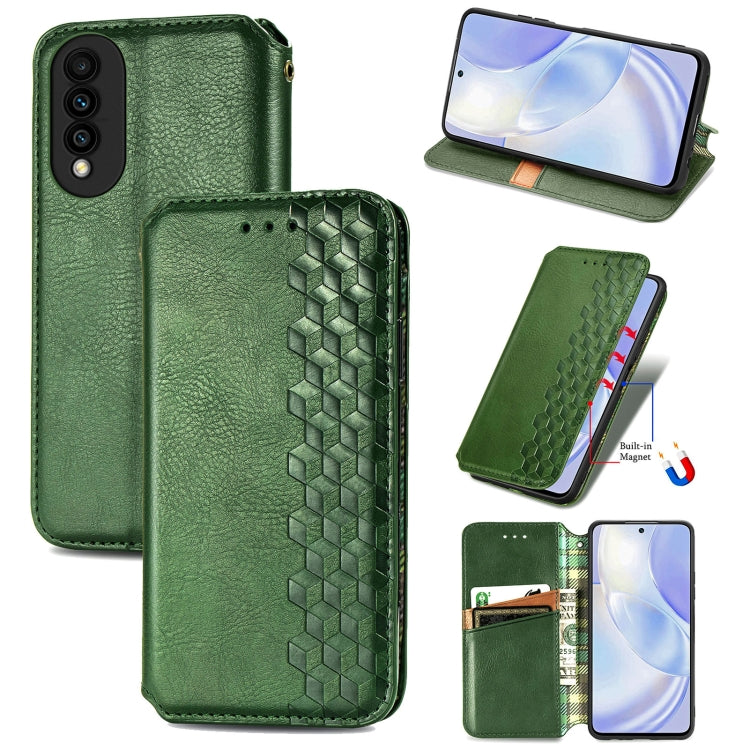For Huawei nova 8 SE Youth Cubic Grid Pressed Horizontal Flip Magnetic PU Leather Case with Holder & Card Slots & Wallet