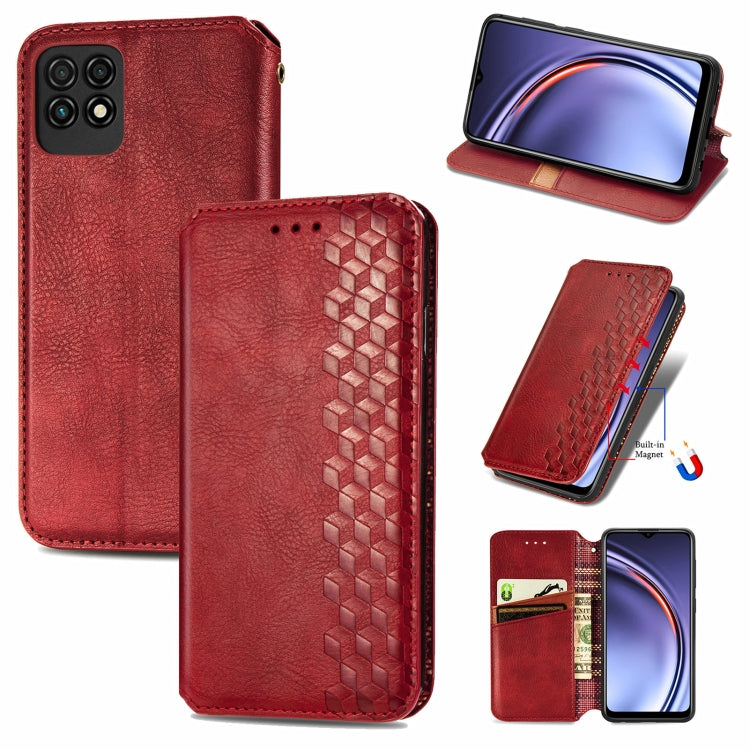 For Huawei Maimang 10 SE Cubic Grid Pressed Horizontal Flip Magnetic PU Leather Case with Holder & Card Slots & Wallet
