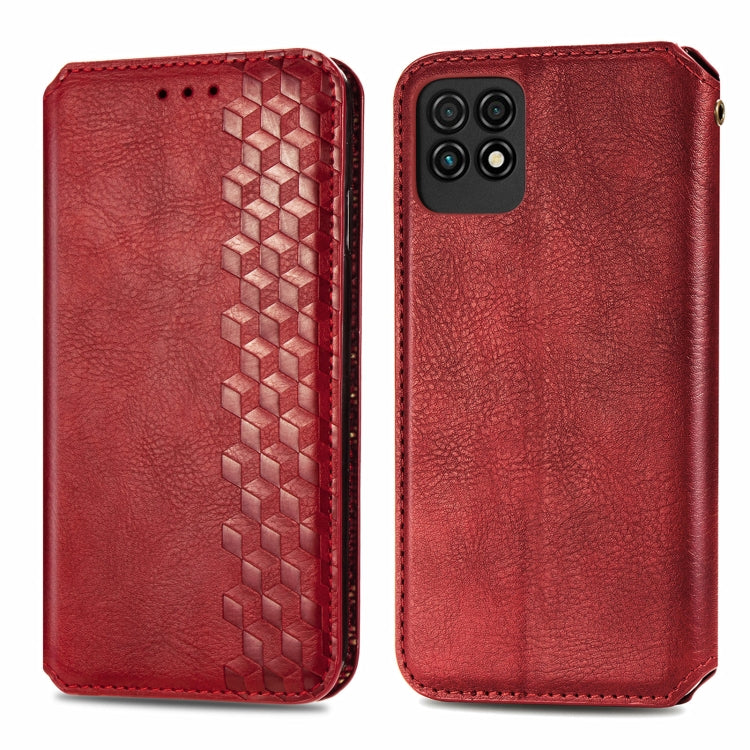 For Huawei Maimang 10 SE Cubic Grid Pressed Horizontal Flip Magnetic PU Leather Case with Holder & Card Slots & Wallet