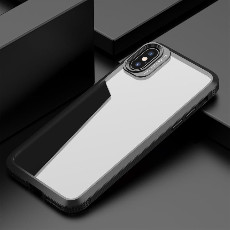 For iPhone XR MG Series Carbon Fiber TPU + Clear PC Four-corner Airbag Shockproof Case