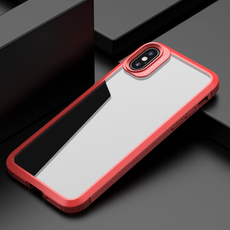 For iPhone XR MG Series Carbon Fiber TPU + Clear PC Four-corner Airbag Shockproof Case