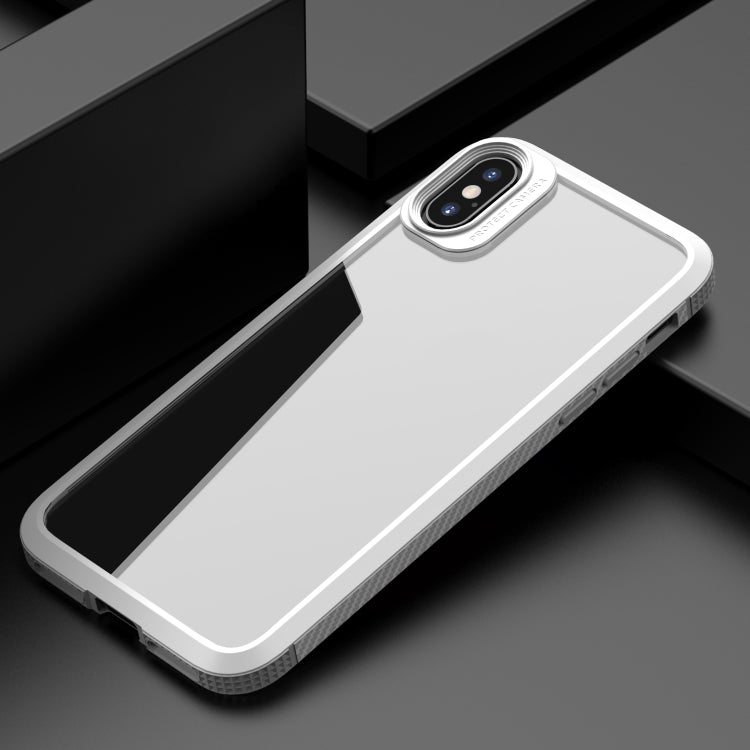 For iPhone XR MG Series Carbon Fiber TPU + Clear PC Four-corner Airbag Shockproof Case