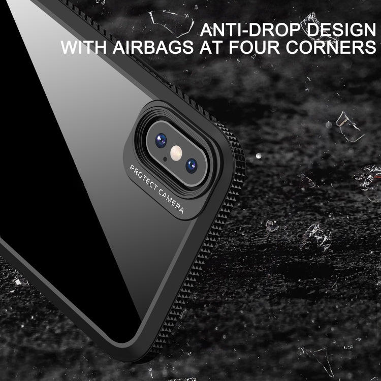 For iPhone XR MG Series Carbon Fiber TPU + Clear PC Four-corner Airbag Shockproof Case