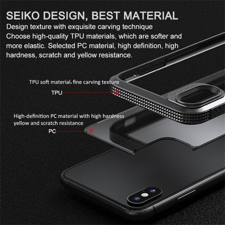 For iPhone XR MG Series Carbon Fiber TPU + Clear PC Four-corner Airbag Shockproof Case