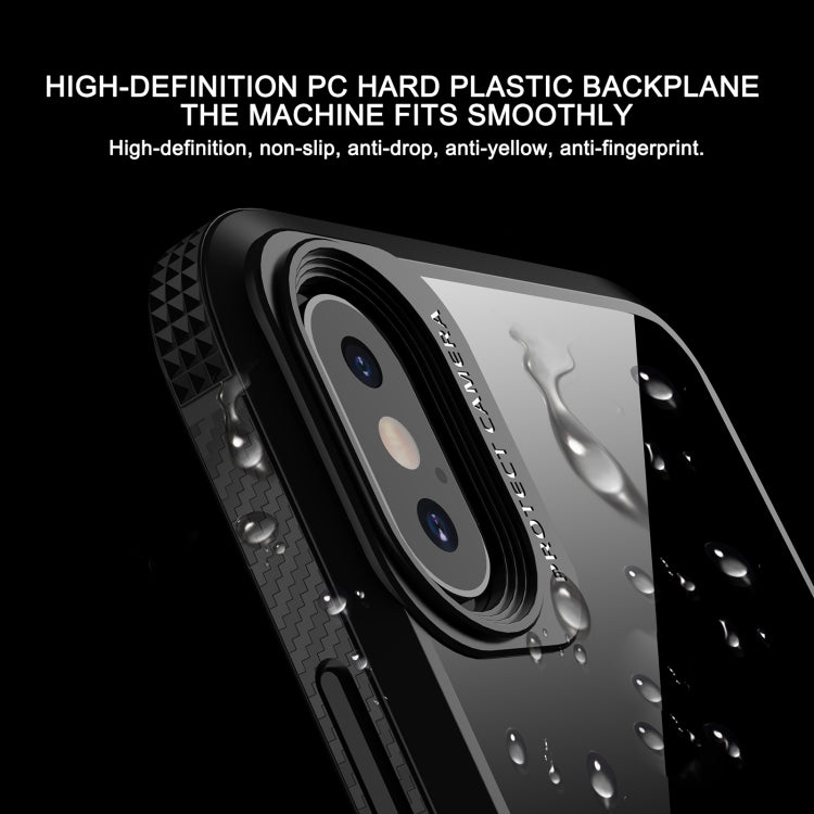 For iPhone XR MG Series Carbon Fiber TPU + Clear PC Four-corner Airbag Shockproof Case